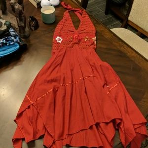 Embroidery asymmetrical dress